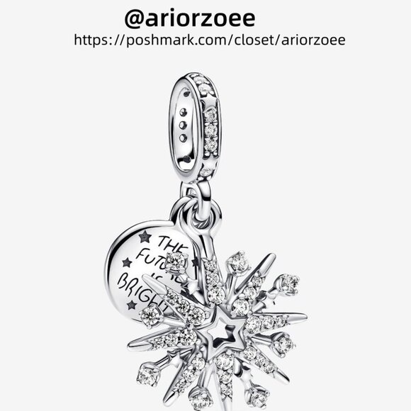 Pandora Sparkling Firework Double Dangle Charm - Picture 1 of 2